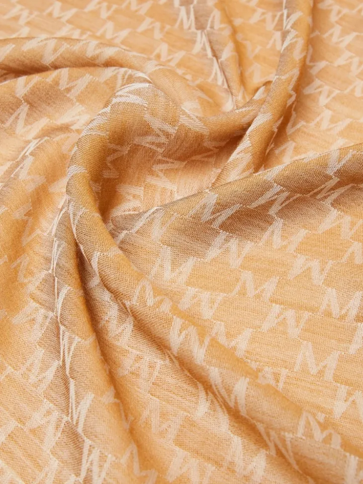 Jacquard wool, cotton and silk stole - BRONZE