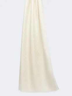 Jacquard wool, cotton and silk stole - IVORY
