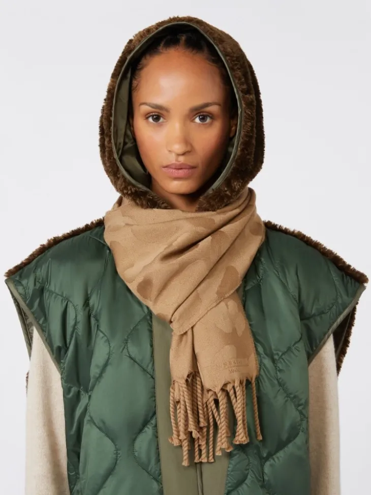Jacquard wool stole - BEIGE