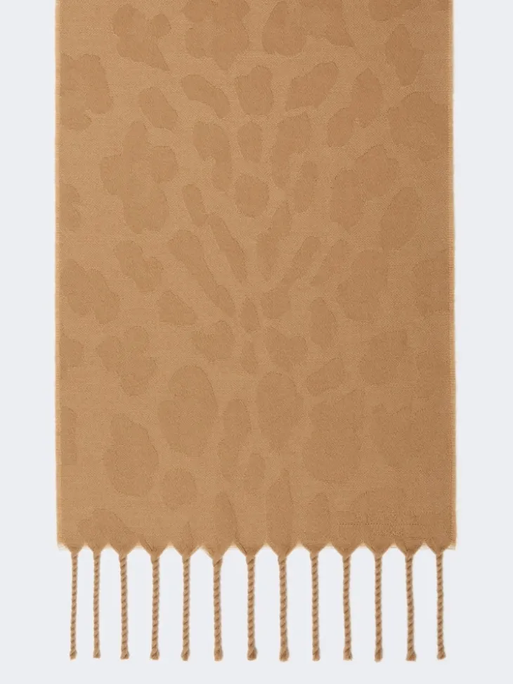 Jacquard wool stole - BEIGE