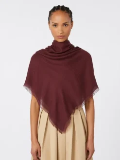 Jacquard-knit modal and cashmere shawl - BORDEAUX