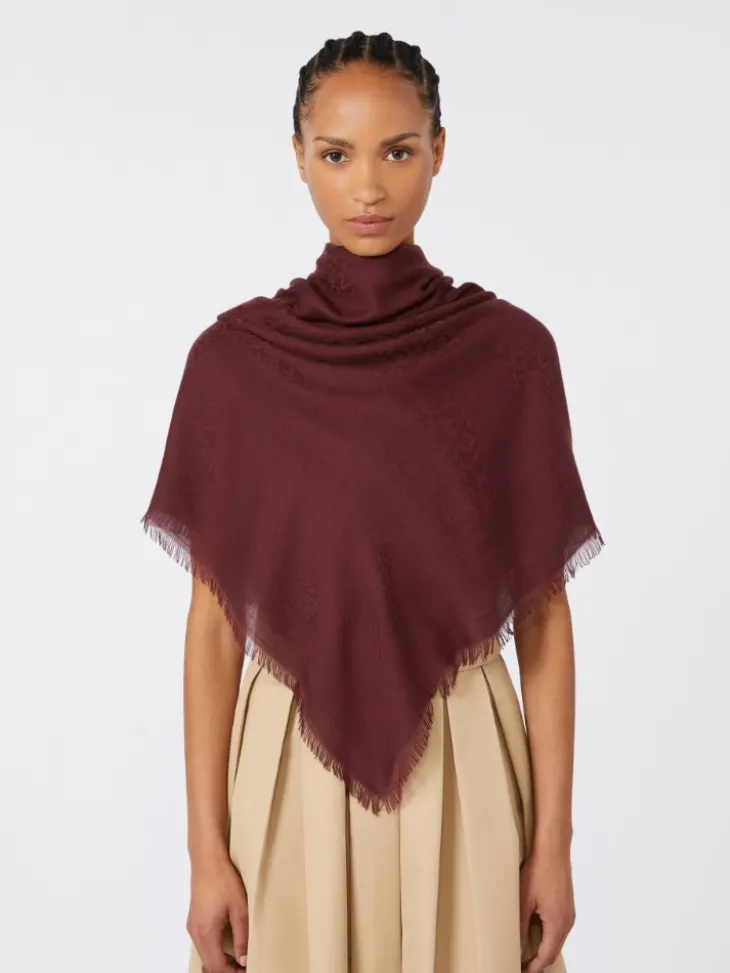 Jacquard-knit modal and cashmere shawl - BORDEAUX
