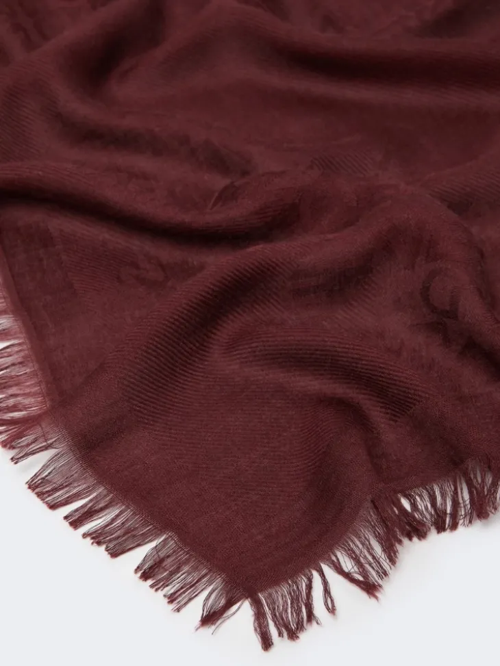 Jacquard-knit modal and cashmere shawl - BORDEAUX
