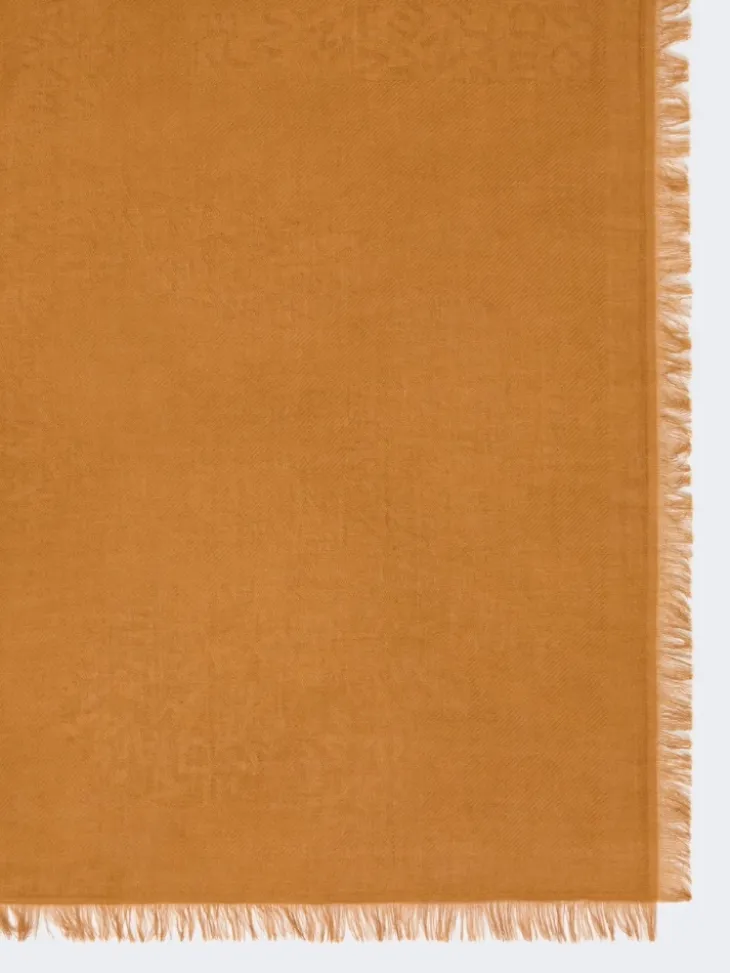 Jacquard-knit modal and cashmere shawl - CAMEL