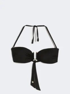 Jersey bandeau bikini top - BLACK
