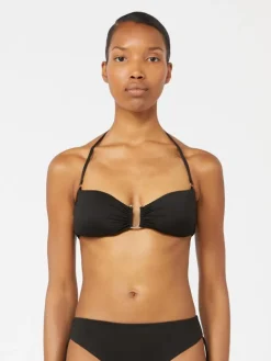 Jersey bandeau bikini top - BLACK