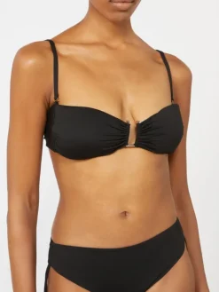 Jersey bandeau bikini top - BLACK