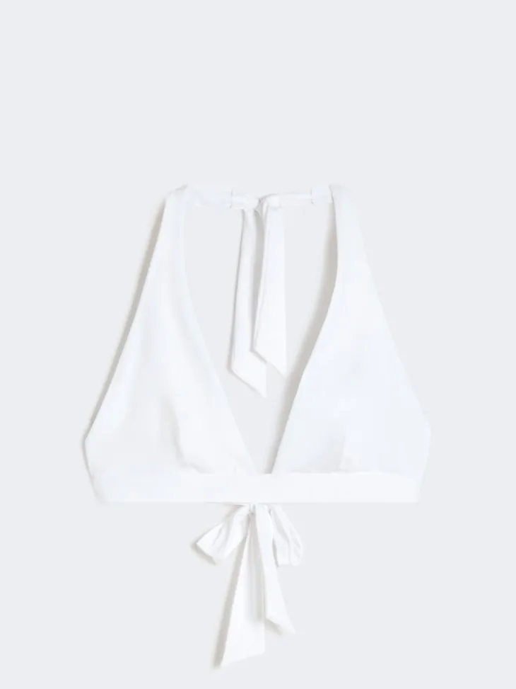 Jersey halter bikini top - WHITE