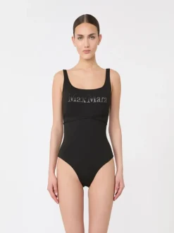 Jersey logo swimsuit - BLACK