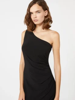 Jersey one-shoulder dress - BLACK