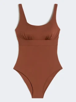 Jersey racer-back swimsuit - CHOCOLATE