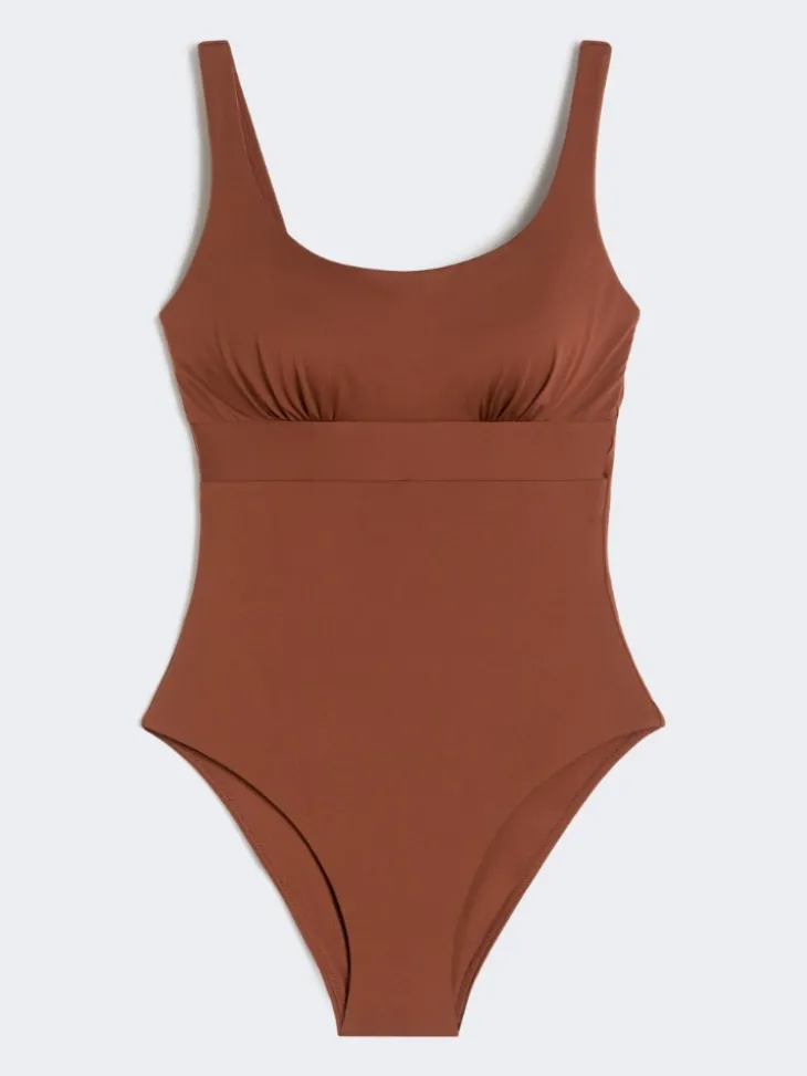 Jersey racer-back swimsuit - CHOCOLATE