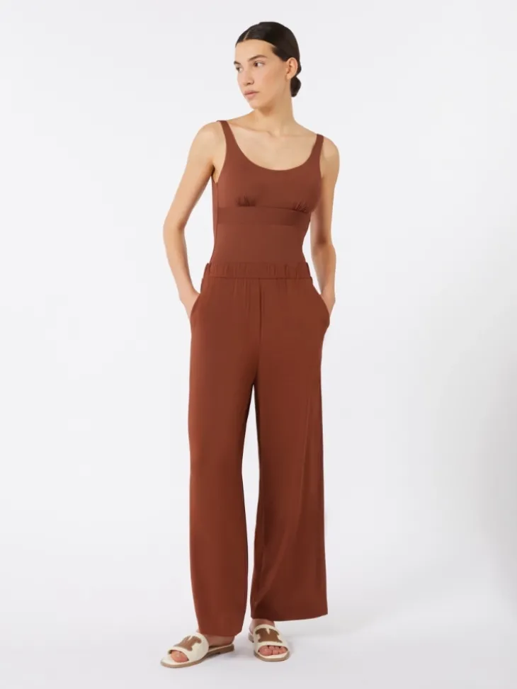 Jersey racer-back swimsuit - CHOCOLATE