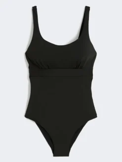 Jersey racer-back swimsuit - BLACK