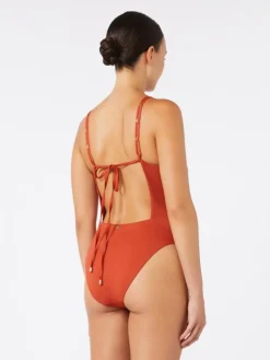 Jersey racer-back swimsuit - CORAL