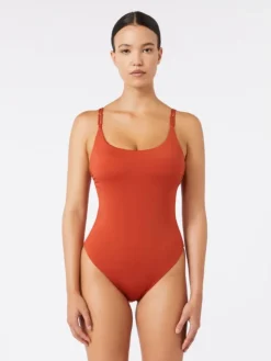 Jersey racer-back swimsuit - CORAL