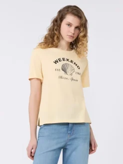Jersey T-shirt with graphics - LIGHT YELLOW