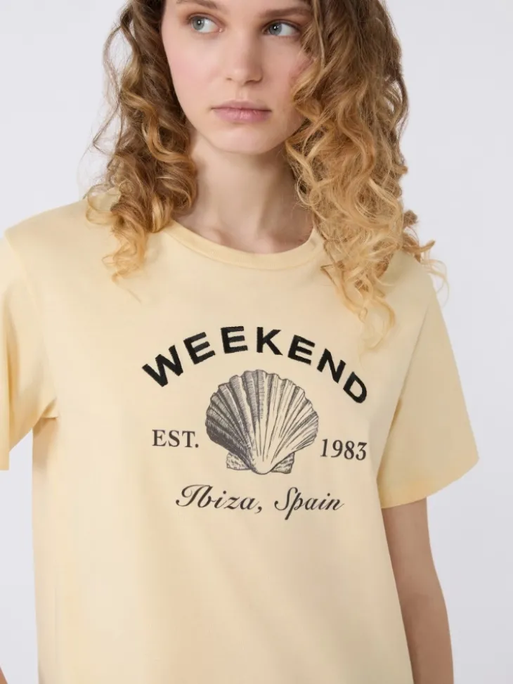 Jersey T-shirt with graphics - LIGHT YELLOW