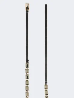 Jewelled nappa leather belt - BLACK