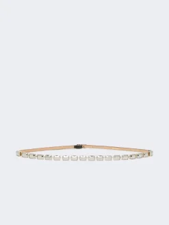 Jewelled nappa leather belt - BLACK
