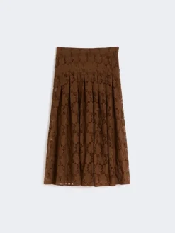 Lace midi skirt - CHOCOLATE