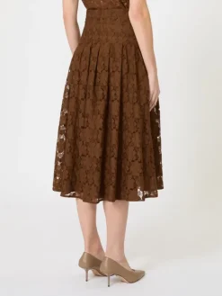 Lace midi skirt - CHOCOLATE