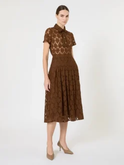 Lace midi skirt - CHOCOLATE