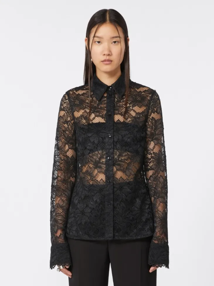 Lace shirt - BLACK
