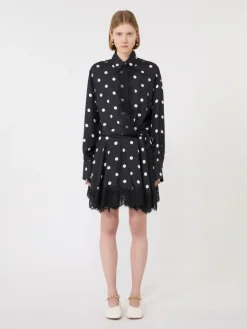 Lace-detail short dress - BLACK