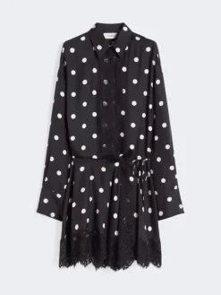 Lace-detail short dress - BLACK
