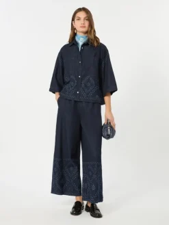 Laser-cut denim jeans - NAVY