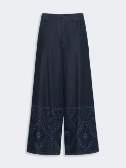 Laser-cut denim jeans - NAVY