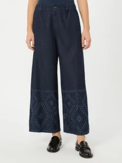 Laser-cut denim jeans - NAVY