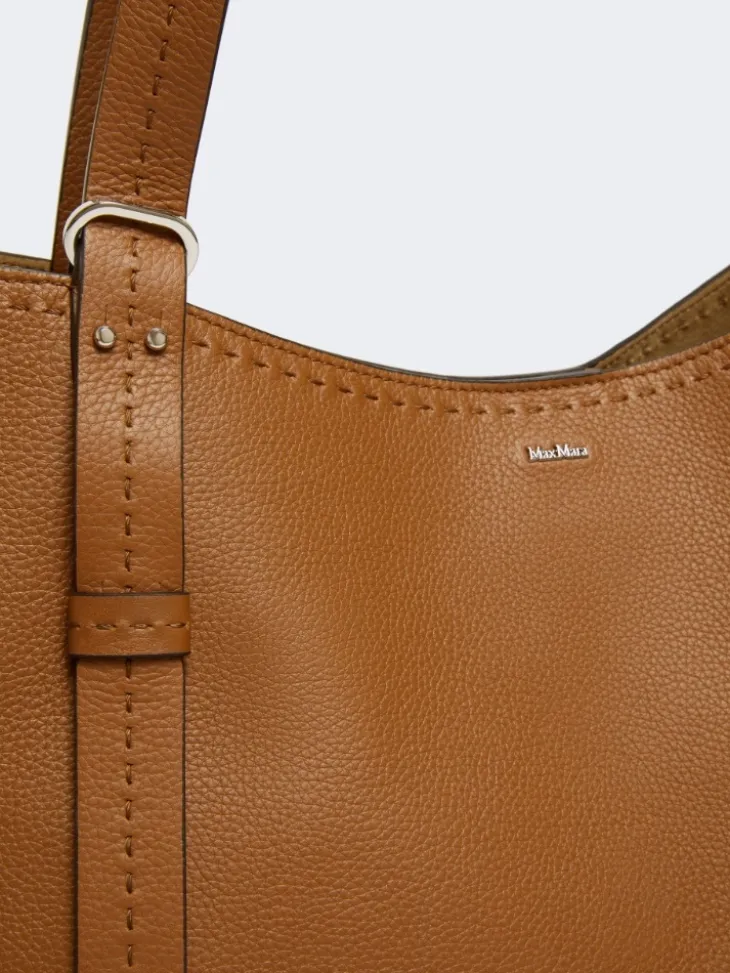 Leather Archetipo handbag - AMBER BROWN