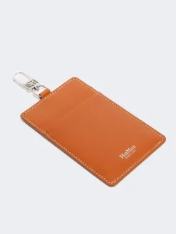 Leather badge holder - RUST