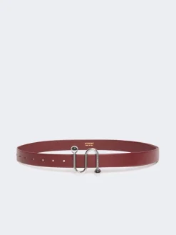Leather belt with S buckle - BORDEAUX