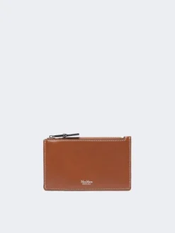 Leather card holder - AMBER BROWN
