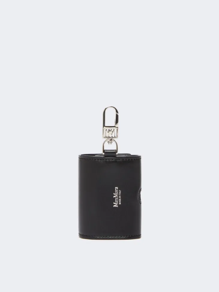 Leather earphone pouch - BLACK