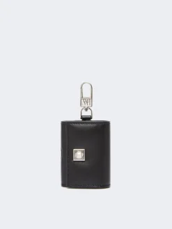 Leather earphone pouch - BLACK