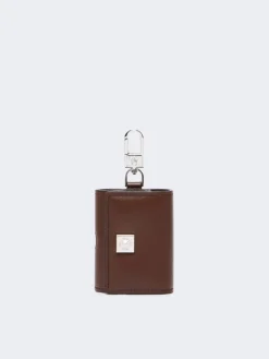 Leather earphone pouch - COCOA