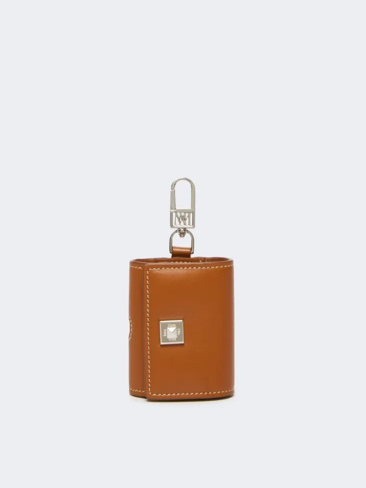 Leather earphone pouch - RUST