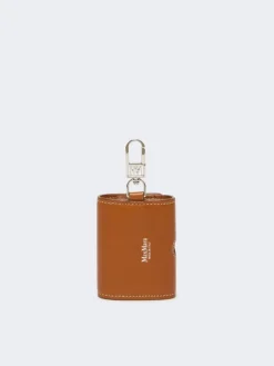 Leather earphone pouch - RUST