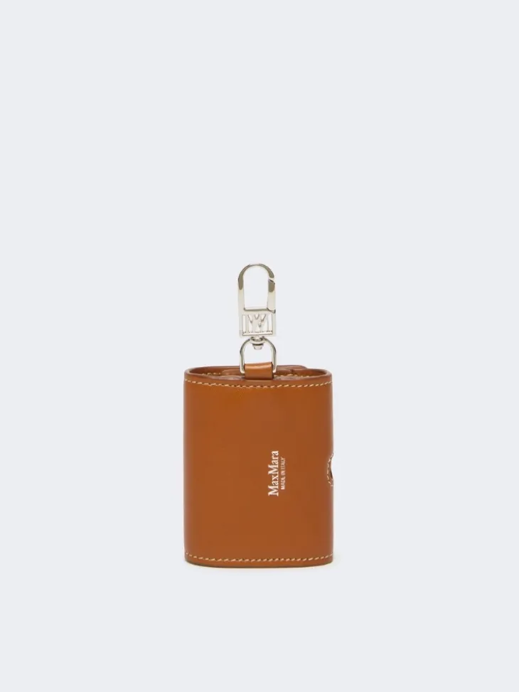 Leather earphone pouch - RUST