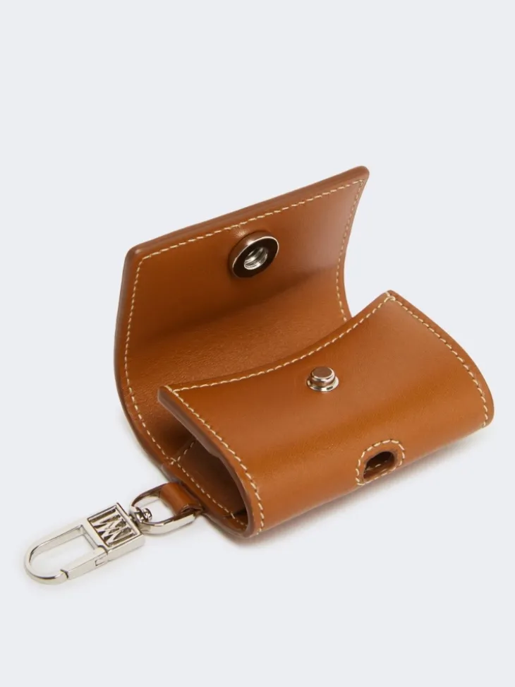 Leather earphone pouch - RUST