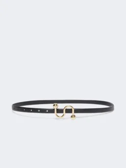 Leather low-waist belt - BLACK