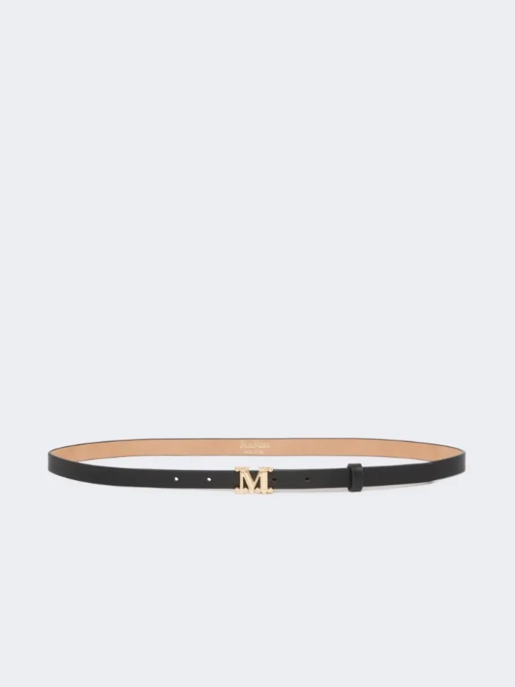 Leather Monogram belt - BLACK