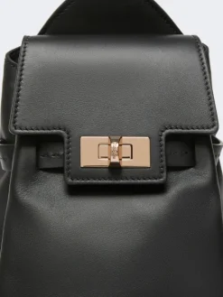 Leather, one-shoulder Margaux backpack - BLACK