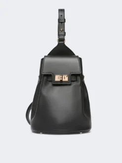 Leather, one-shoulder Margaux backpack - BLACK
