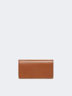 Leather phone pouch - AMBER BROWN