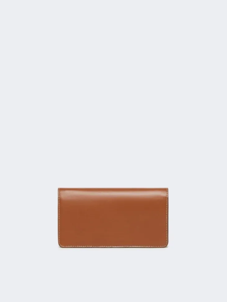 Leather phone pouch - AMBER BROWN